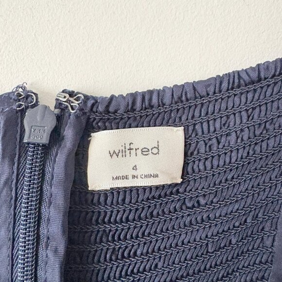 Aritzia Wilfred Skye Satin Mini Dress Navy Blue Size 4 - Picture 5 of 6